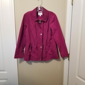 Charter Club Water Resistant Jacket Size PM Raspberry Full Zip 100% Polyester